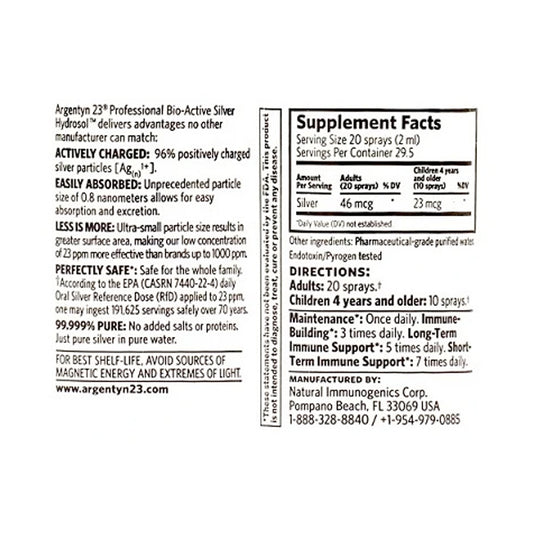 Argentyn 23 Colloidal Silver 2oz. Vertical Fine Mist Spray