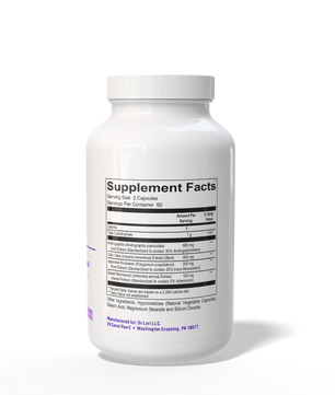 Supplement bottle with label on a white background