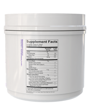 White supplement container with label on a white background