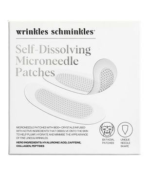 Box of wrinkles schminkles self-dissolving microneedle patches on a white background