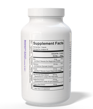 Supplement bottle with label on a white background
