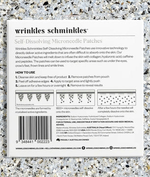 Microneedle Patches back panel showing ingredients and how to use instructions for Dr. Lori skincare product